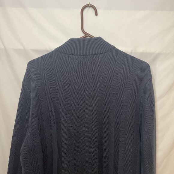 Chaps 100% Cotton Navy Blue Mens Long Sleeve Pullover Sweater 1/4 Zip Size M - Picture 6 of 6